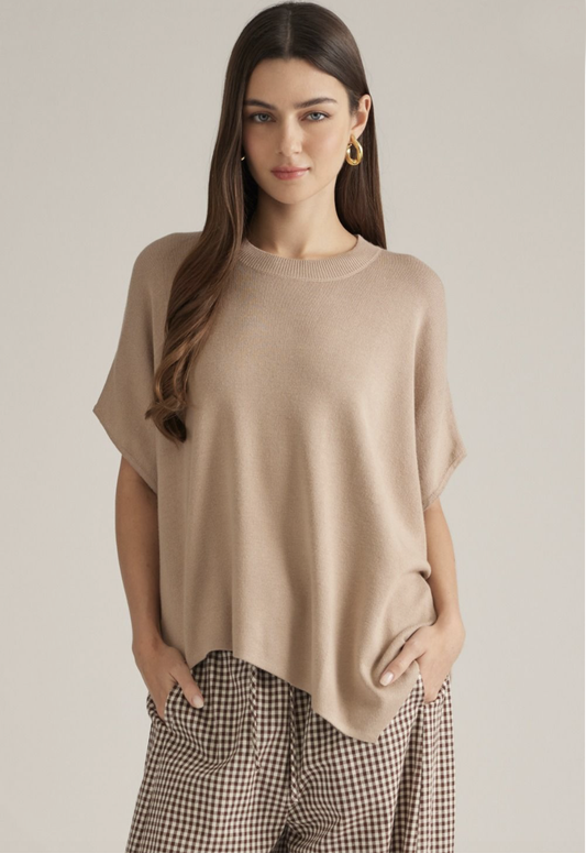 taupe poncho style top