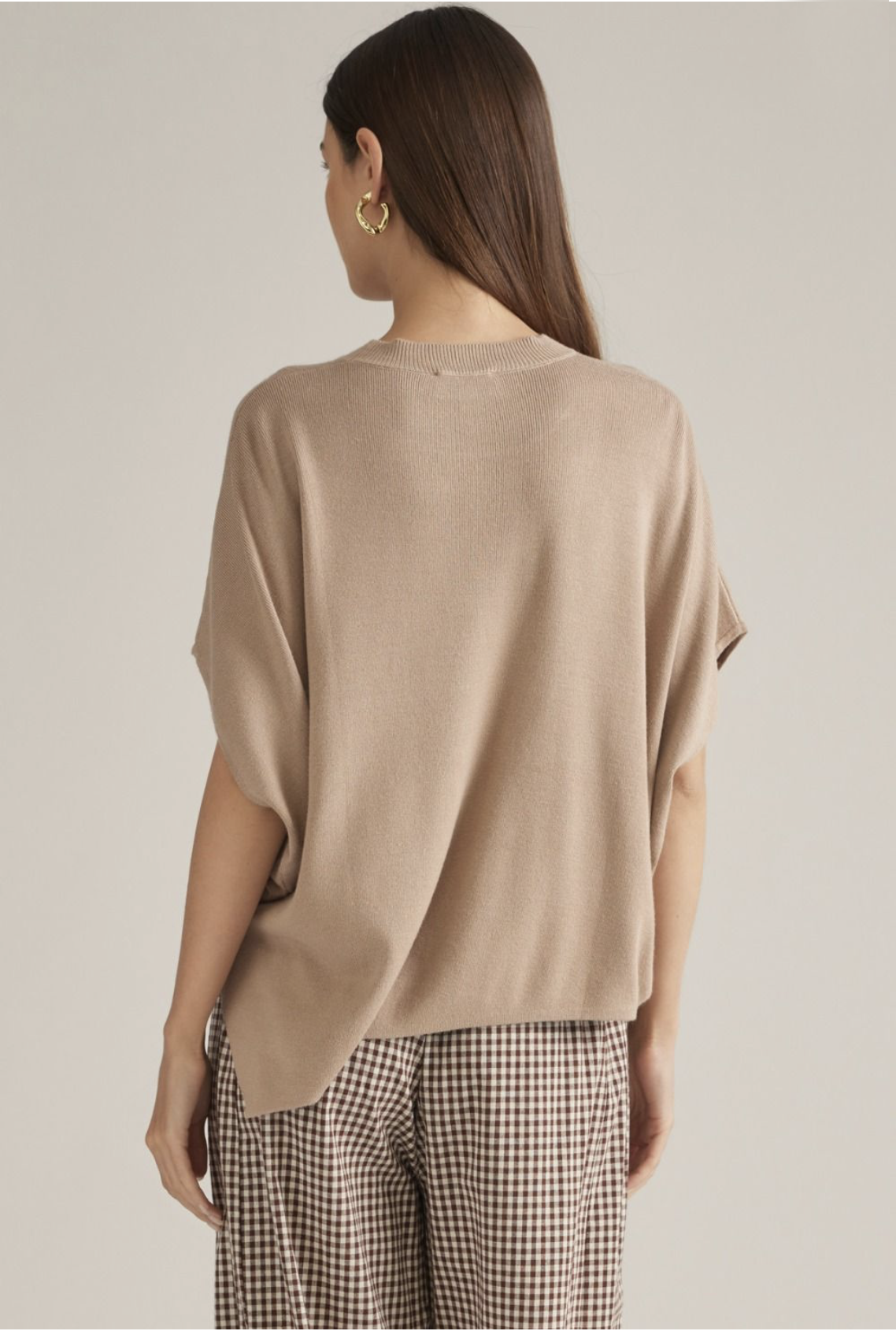 taupe poncho style top