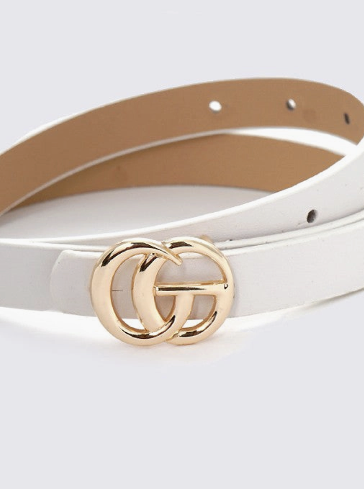 CG buckle skinny belt | white