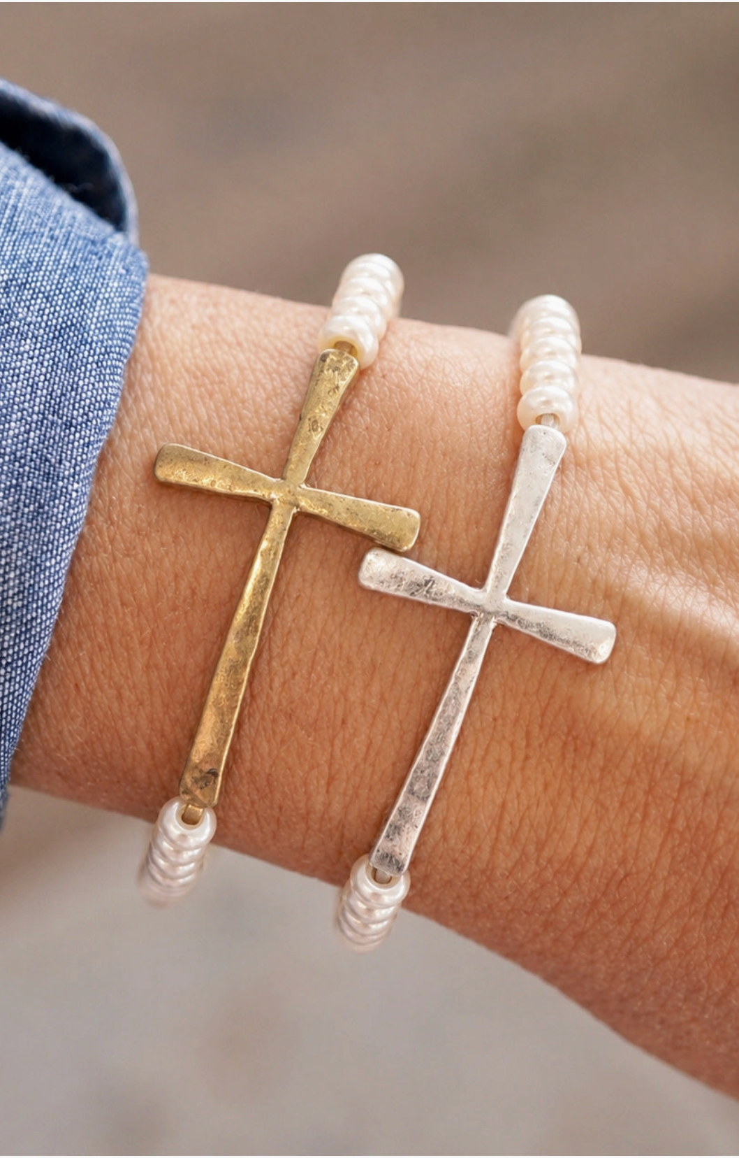 pearl cross bracelet