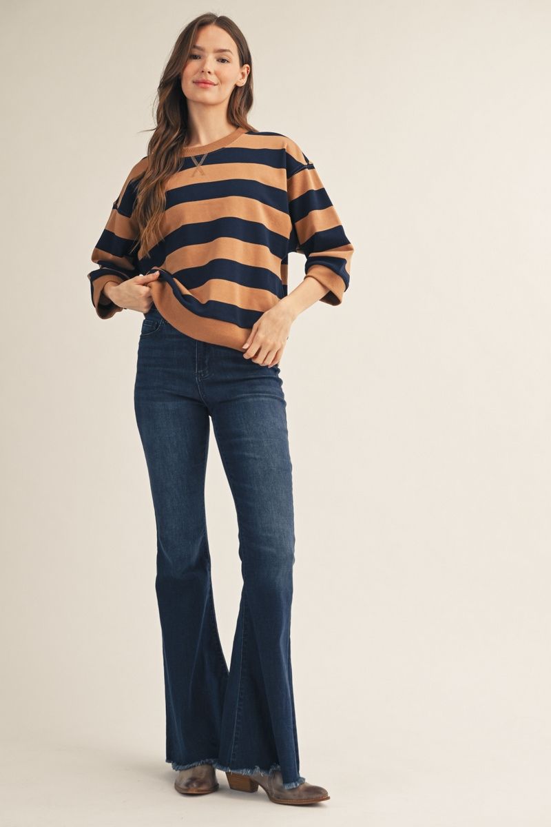 caramel + navy sweatshirt